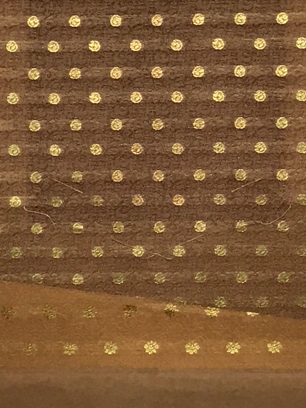 Japanese Blank Hanging Scroll Vtg Thread Holders Gold Floral Kakejiku SC962