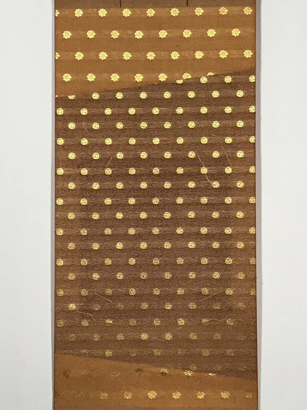 Japanese Blank Hanging Scroll Vtg Thread Holders Gold Floral Kakejiku SC962