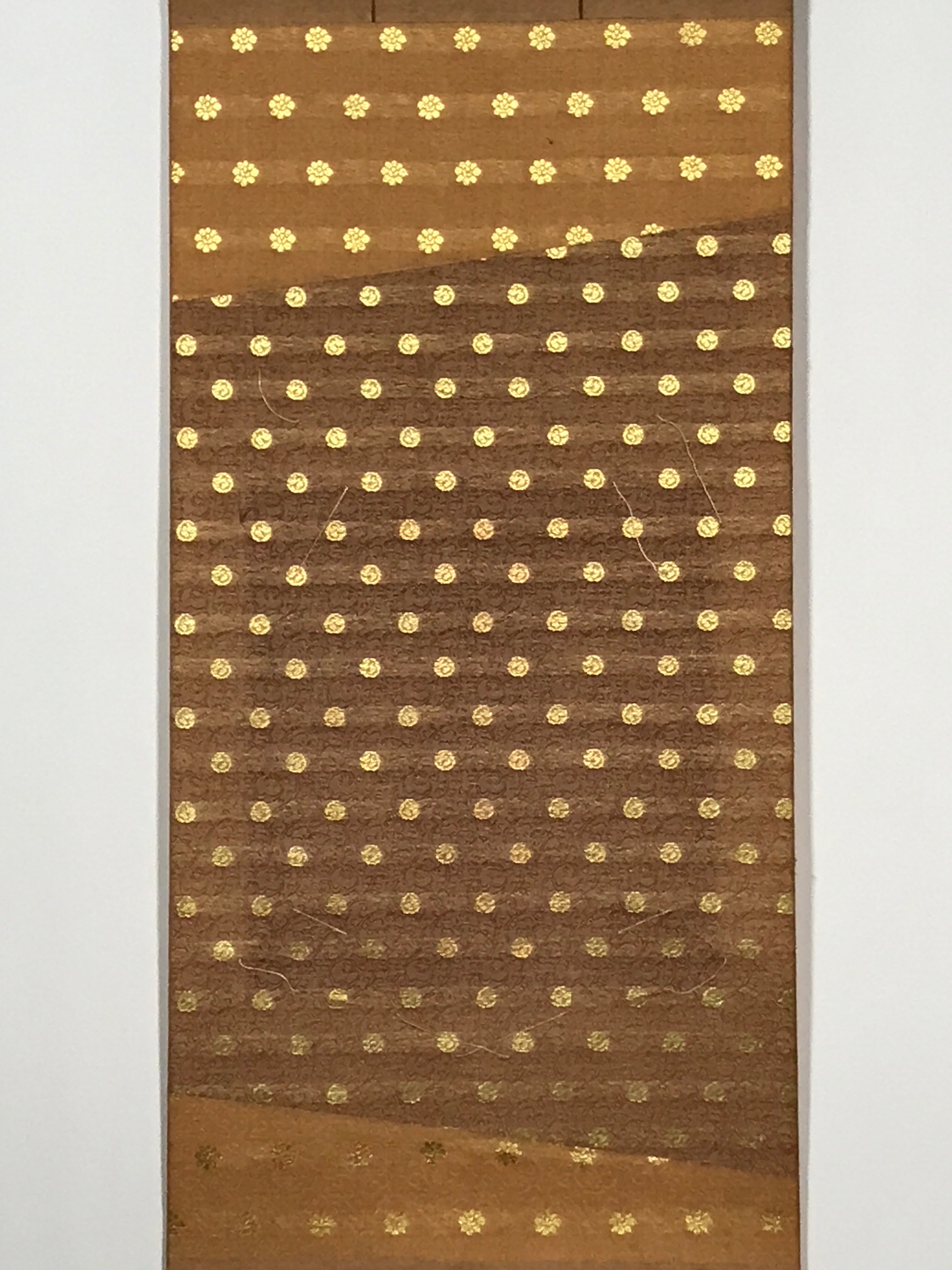 Japanese Blank Hanging Scroll Vtg Thread Holders Gold Floral Kakejiku SC962