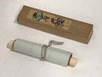 Japanese Blank Hanging Scroll Vtg Thread Holders Green Floral Kakejiku SC949