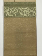 Japanese Blank Hanging Scroll Vtg Thread Holders Green Floral Kakejiku SC949