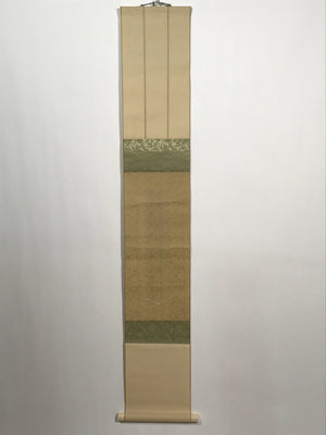 Japanese Blank Hanging Scroll Vtg Thread Holders Green Floral Kakejiku SC949