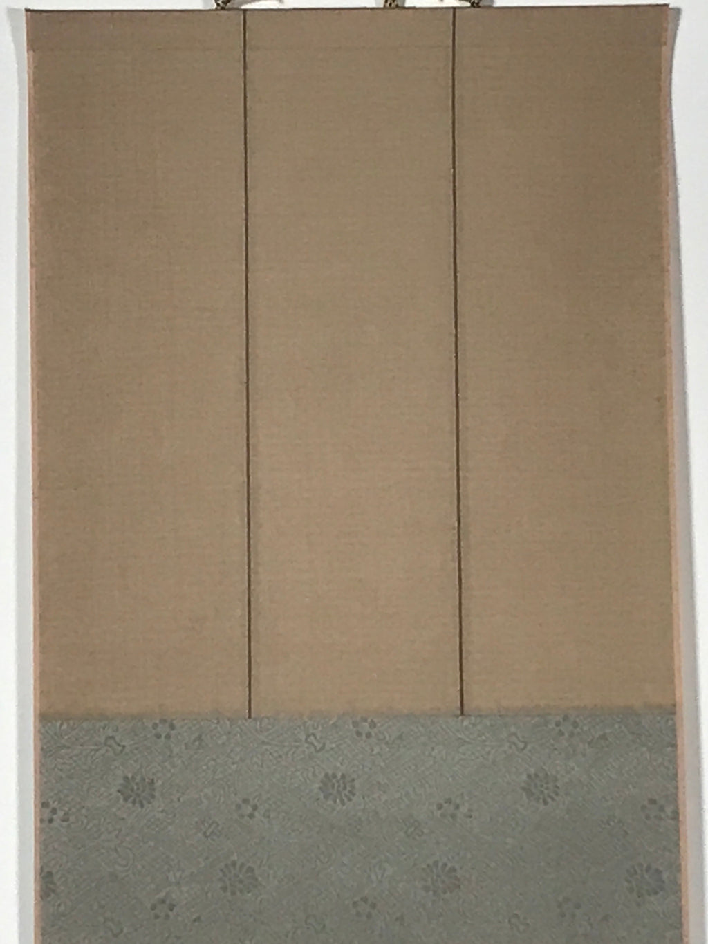 Japanese Blank Hanging Scroll Vtg Thread Holders Green Floral Kakejiku SC966