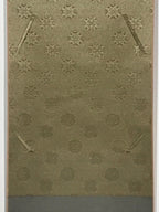 Japanese Blank Hanging Scroll Vtg Thread Holders Green Floral Kakejiku SC966