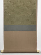Japanese Blank Hanging Scroll Vtg Thread Holders Green Floral Kakejiku SC966
