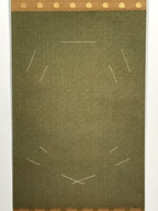 Japanese Blank Hanging Scroll Vtg Thread Holders Green Orange Gold Flowers SC883
