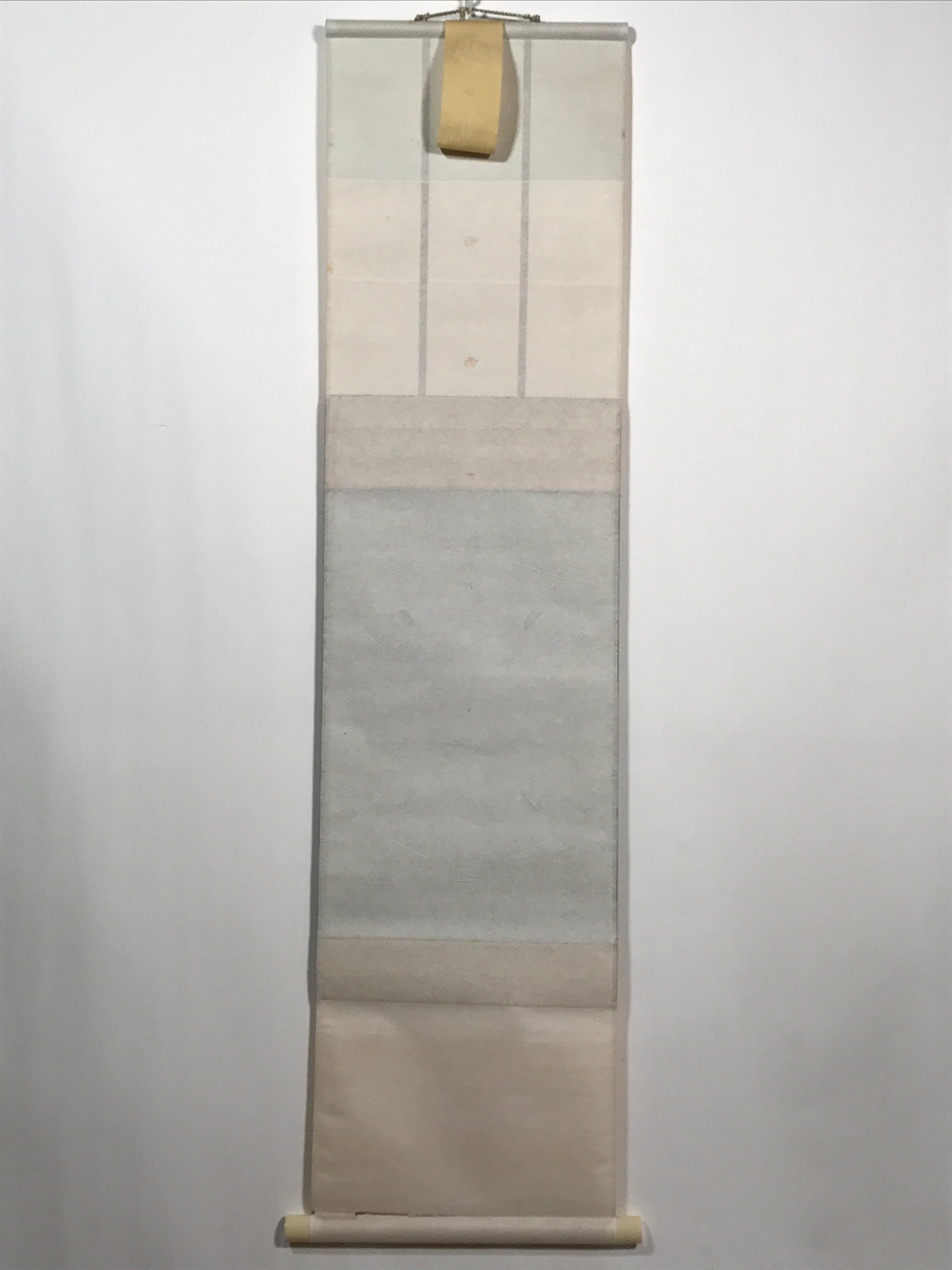 Japanese Blank Hanging Scroll Vtg Thread Holders Green Orange Gold Flowers SC883