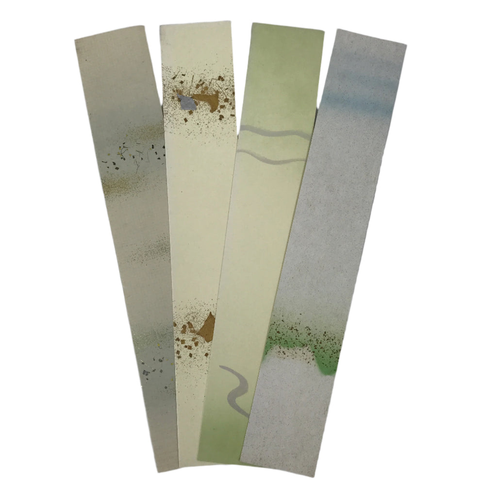 Japanese Blank Tanzaku Shikishi Art Board Set 4pcs Gold Blue Green Design A749