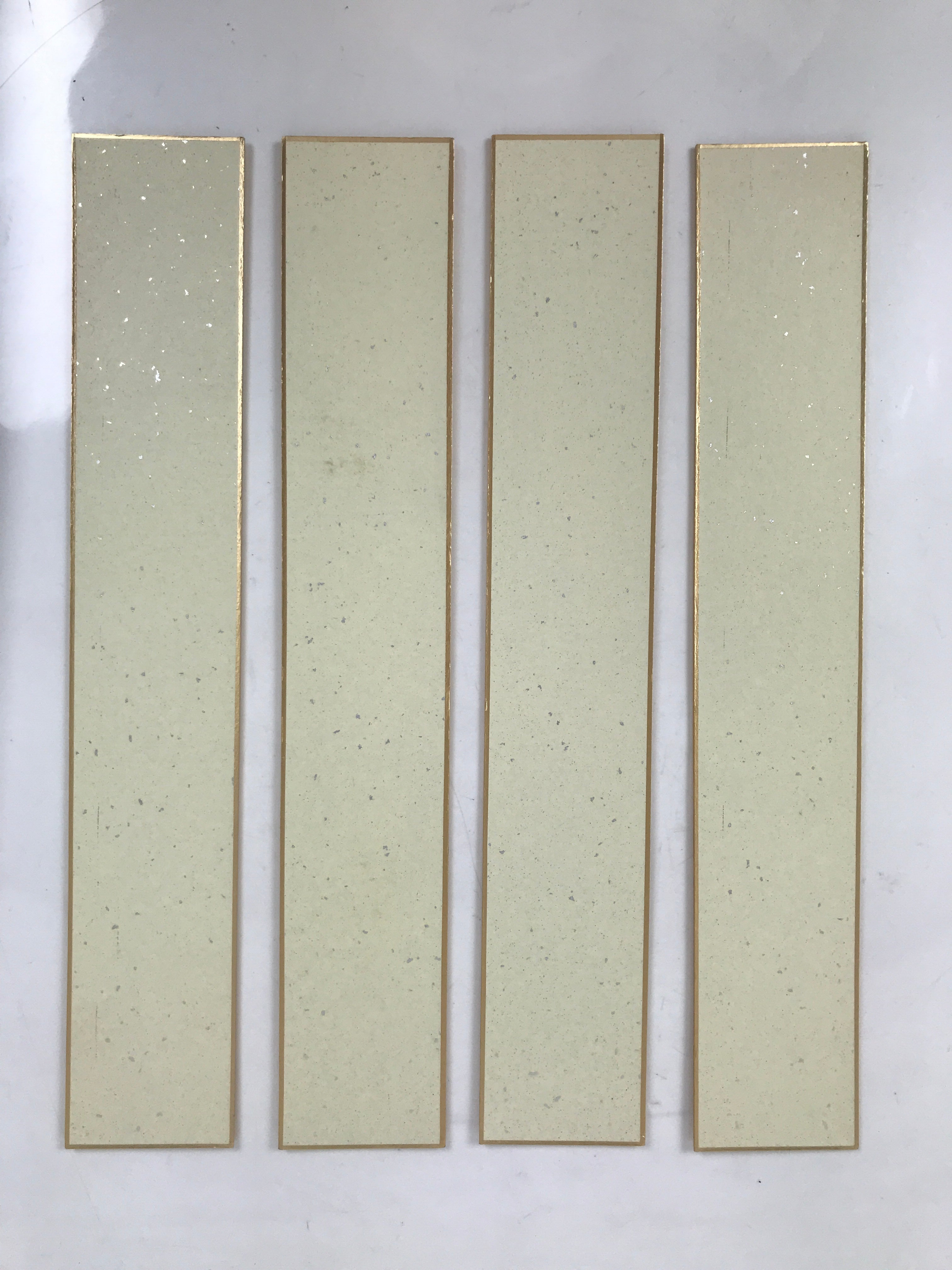Japanese Blank Tanzaku Shikishi Art Board Set Vtg 4pcs White Gold Border A743