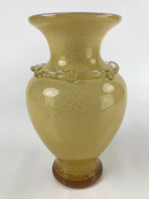 Japanese Blown Glass Vase Kabin Vtg Ikebana Flower Arrangement Yellow Gold FK99