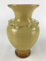 Japanese Blown Glass Vase Kabin Vtg Ikebana Flower Arrangement Yellow Gold FK99