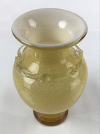 Japanese Blown Glass Vase Kabin Vtg Ikebana Flower Arrangement Yellow Gold FK99
