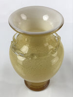 Japanese Blown Glass Vase Kabin Vtg Ikebana Flower Arrangement Yellow Gold FK99