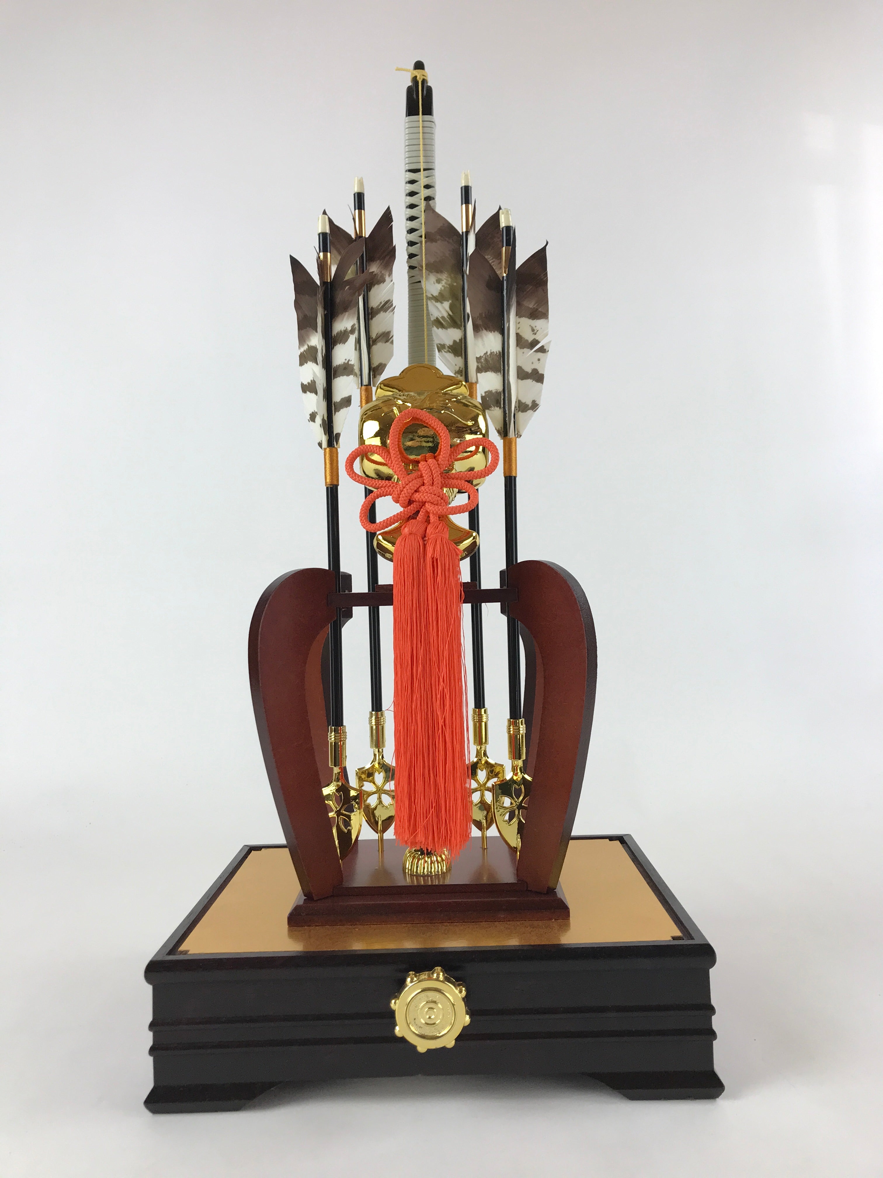 Japanese Bow Arrow Hamayumi Display Stand Music Box Vtg Boys Day New Year ID530