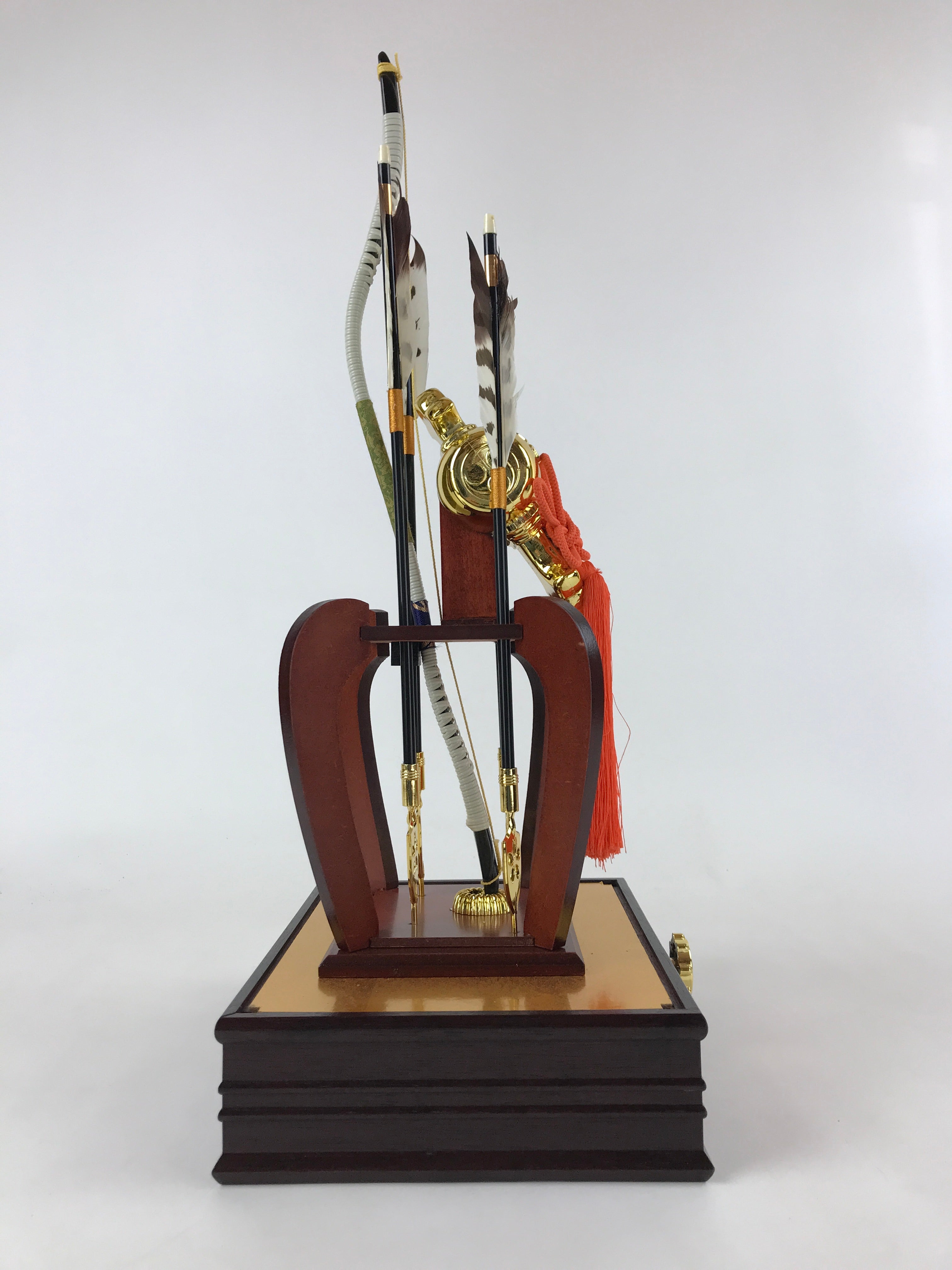 Japanese Bow Arrow Hamayumi Display Stand Music Box Vtg Boys Day New Year ID530