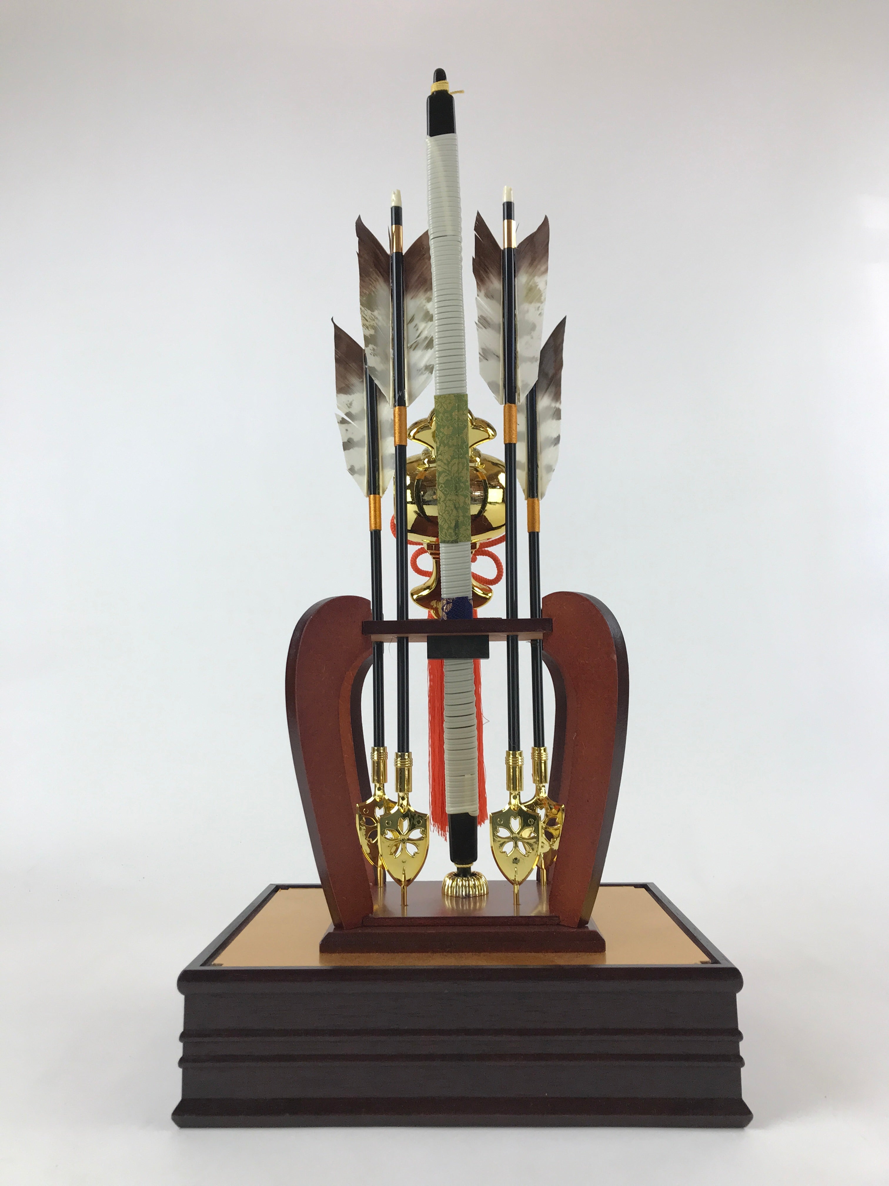 Japanese Bow Arrow Hamayumi Display Stand Music Box Vtg Boys Day New Year ID530