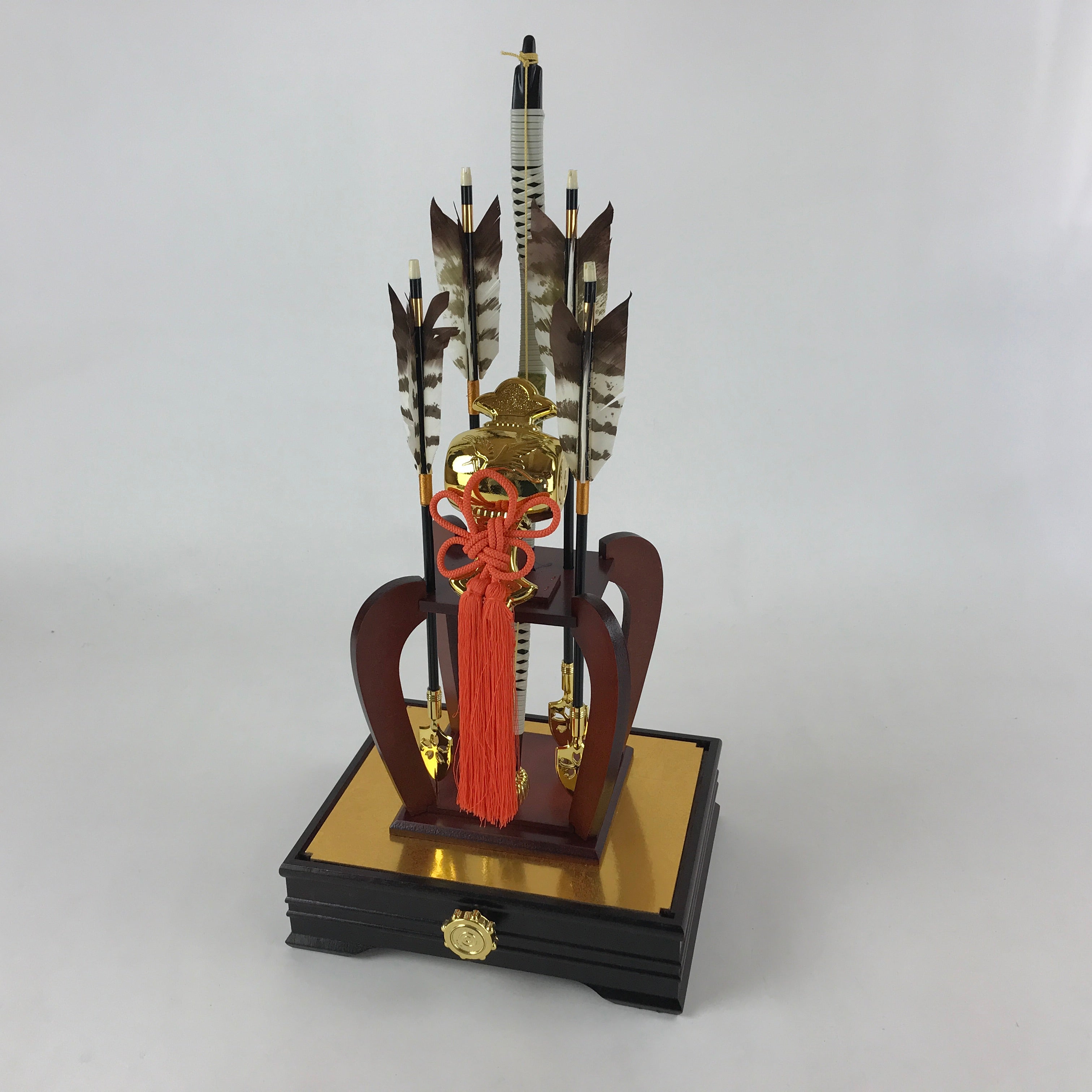 Japanese Bow Arrow Hamayumi Display Stand Music Box Vtg Boys Day New Year ID530