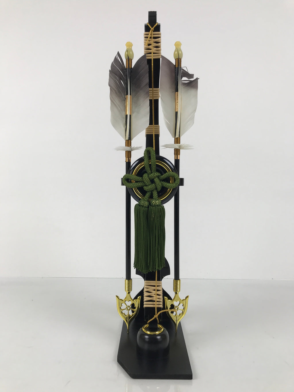 Japanese Bow Arrow Hamayumi Display Stand Vtg Boys Day New Year Black ID649