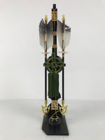 Japanese Bow Arrow Hamayumi Display Stand Vtg Boys Day New Year Black ID649