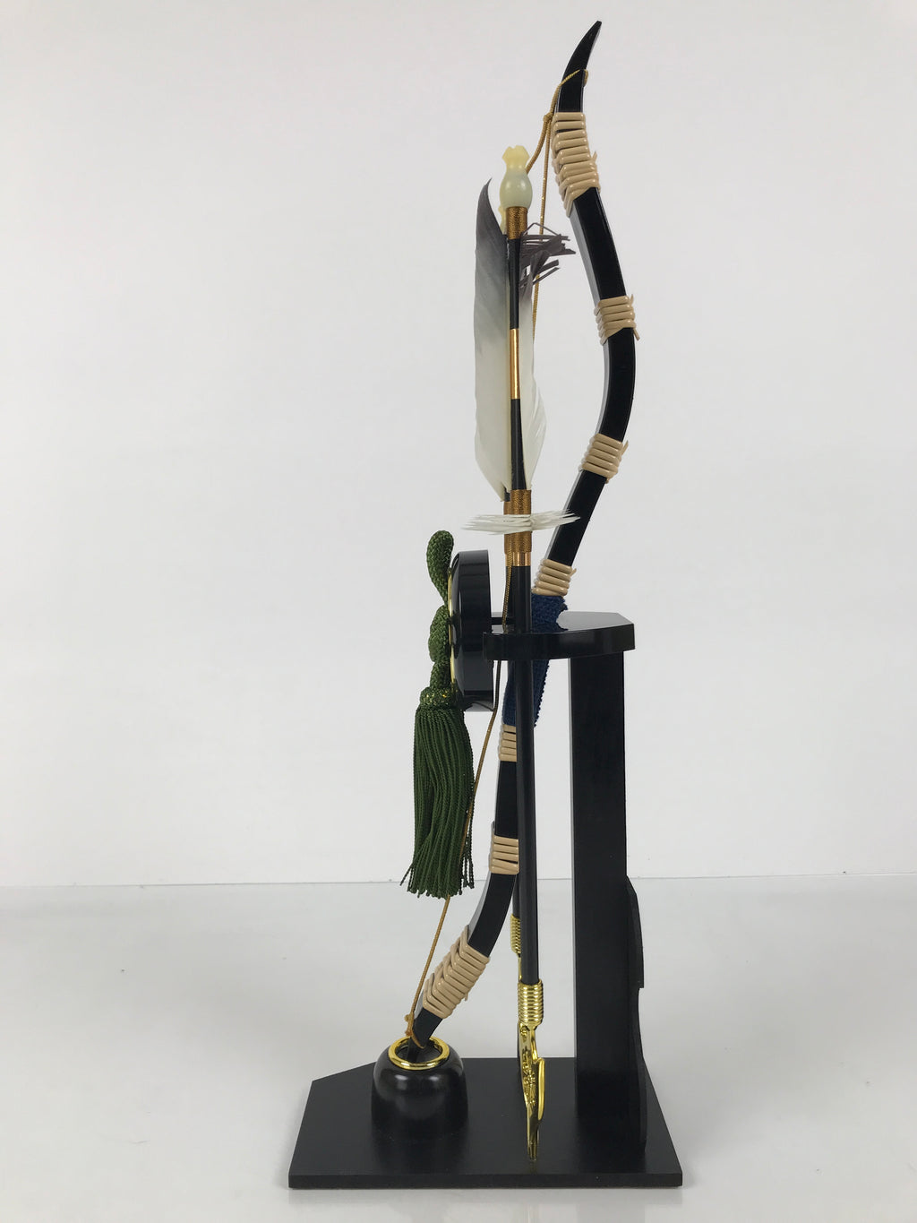 Japanese Bow Arrow Hamayumi Display Stand Vtg Boys Day New Year Black ID649