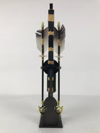 Japanese Bow Arrow Hamayumi Display Stand Vtg Boys Day New Year Black ID649