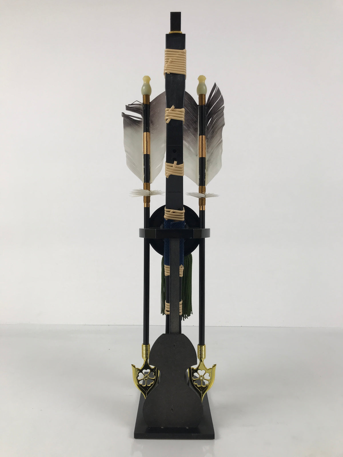 Japanese Bow Arrow Hamayumi Display Stand Vtg Boys Day New Year Black ID649