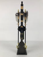 Japanese Bow Arrow Hamayumi Display Stand Vtg Boys Day New Year Black ID649