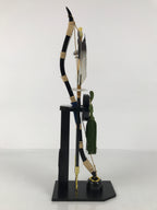 Japanese Bow Arrow Hamayumi Display Stand Vtg Boys Day New Year Black ID649