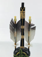 Japanese Bow Arrow Hamayumi Display Stand Vtg Boys Day New Year Black ID649