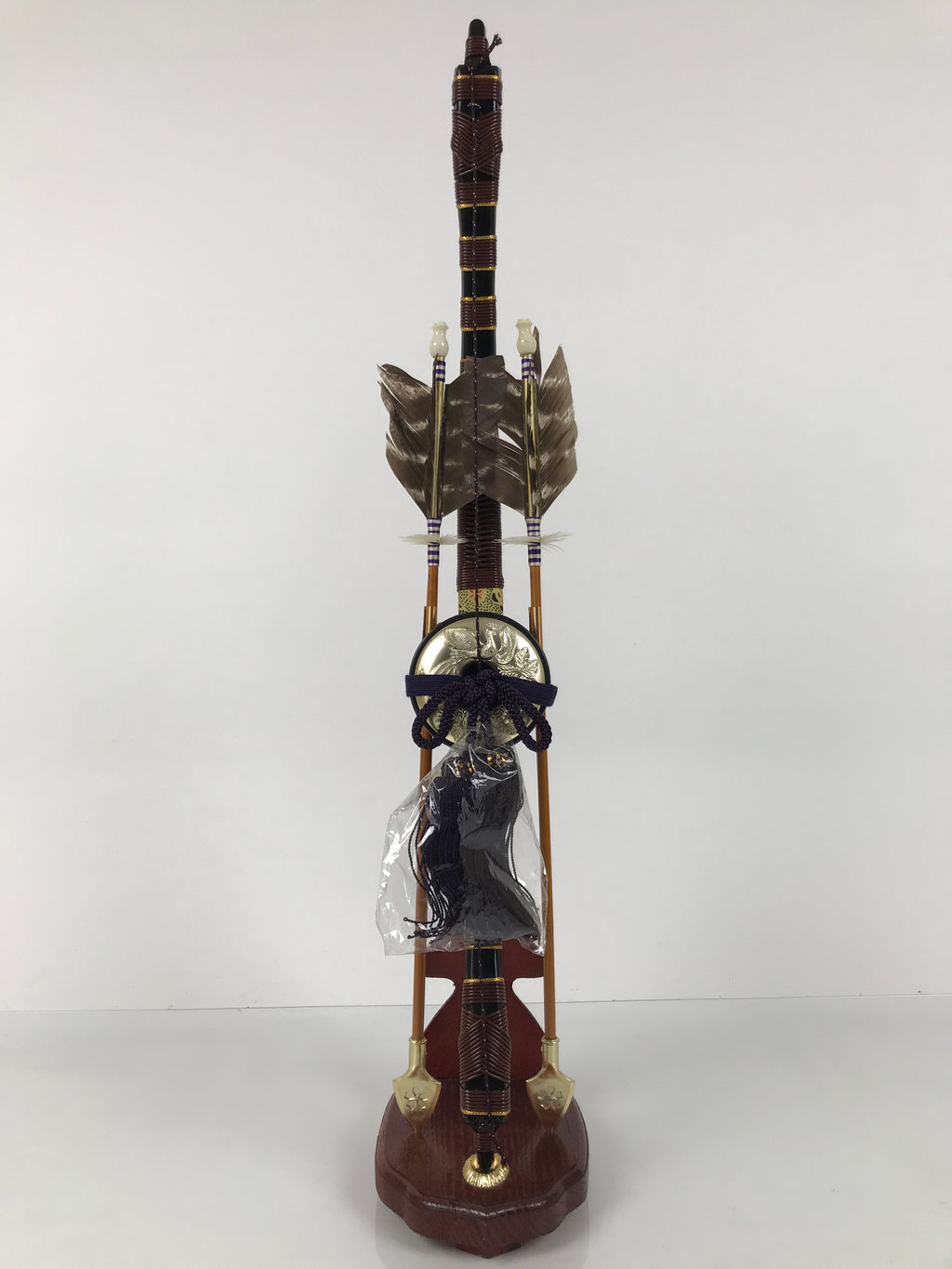 Japanese Bow Arrow Hamayumi Display Stand Vtg Boys Day New Year Wood ID654