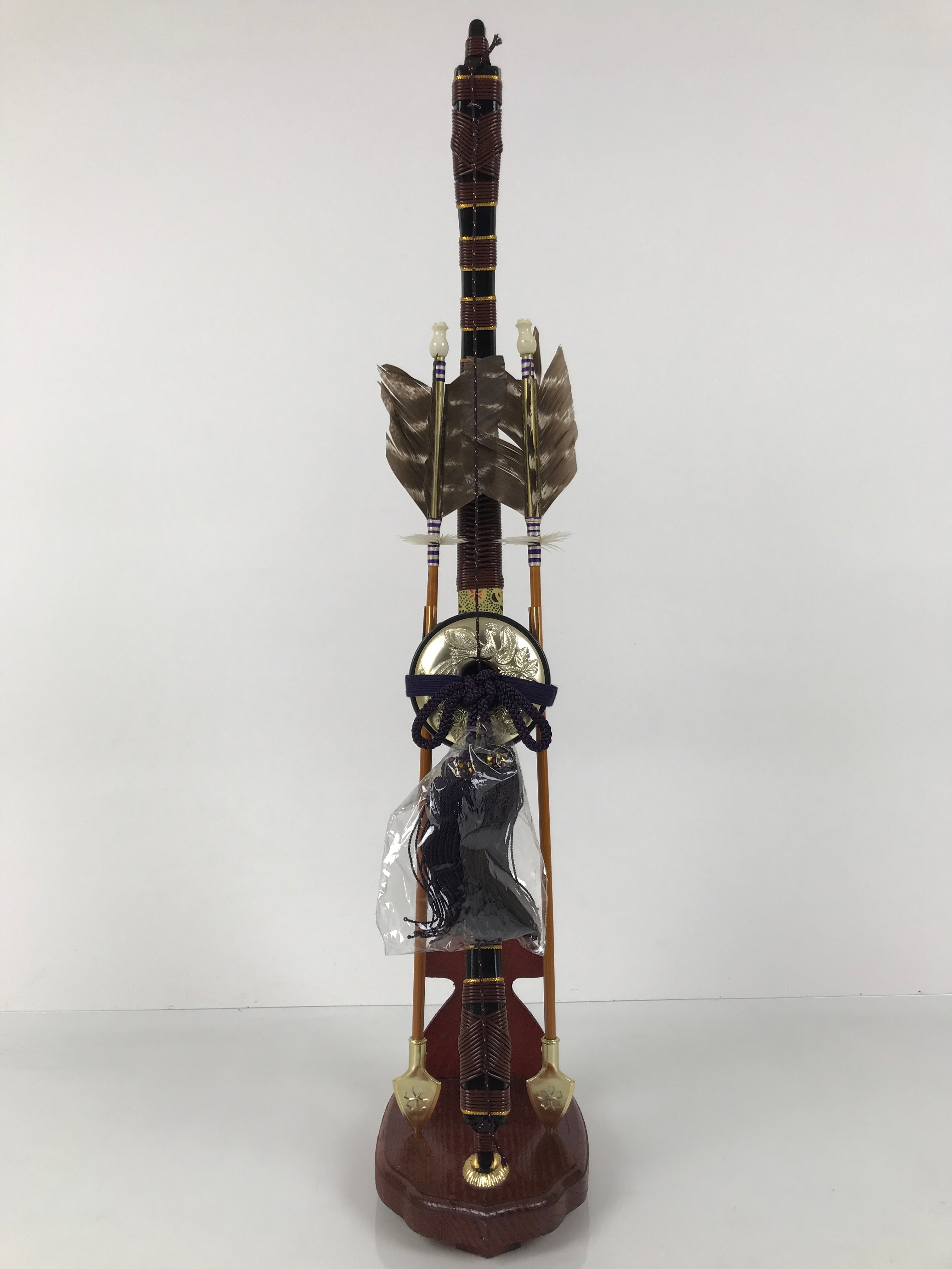 Japanese Bow Arrow Hamayumi Display Stand Vtg Boys Day New Year Wood ID654