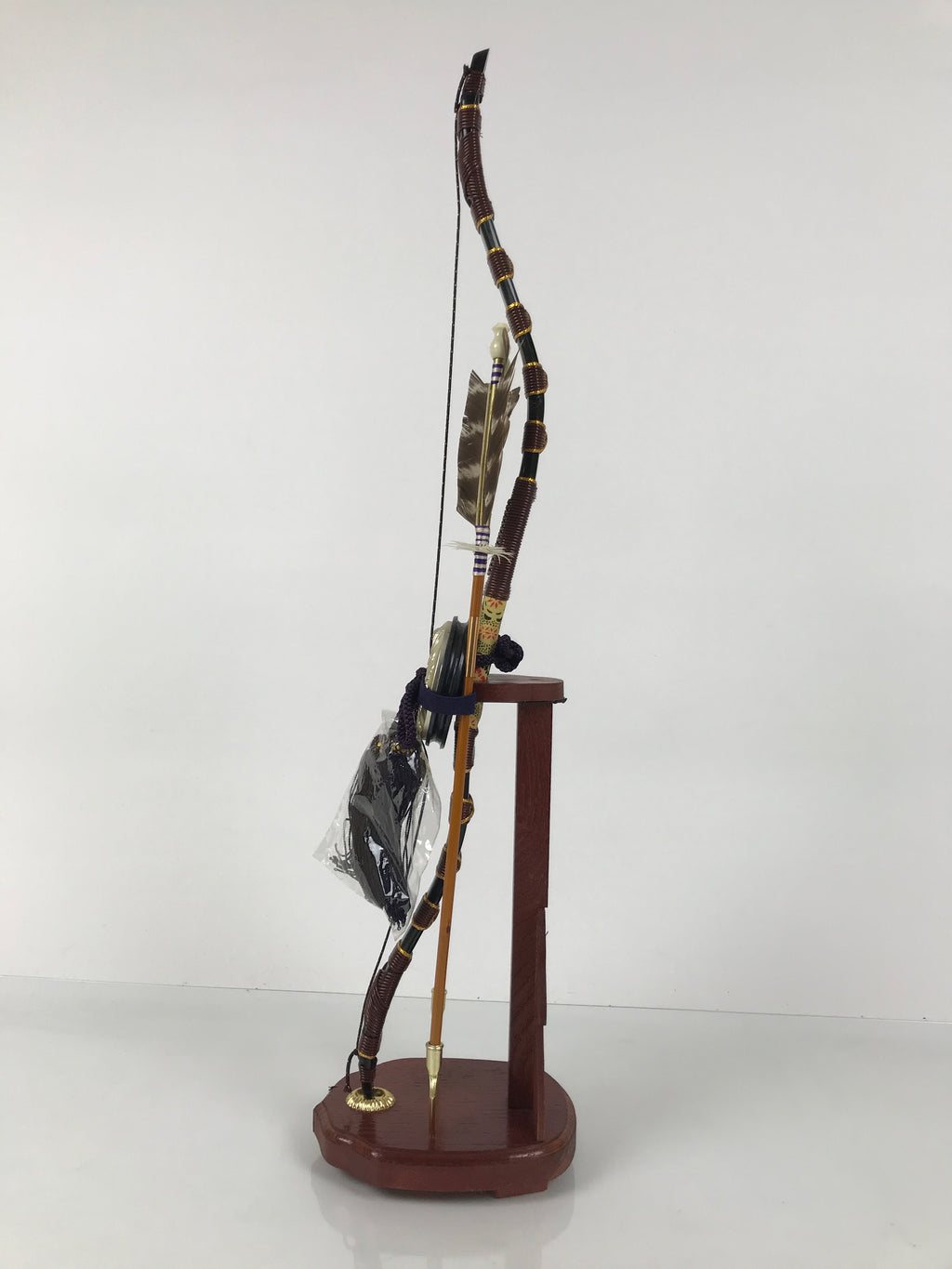 Japanese Bow Arrow Hamayumi Display Stand Vtg Boys Day New Year Wood ID654