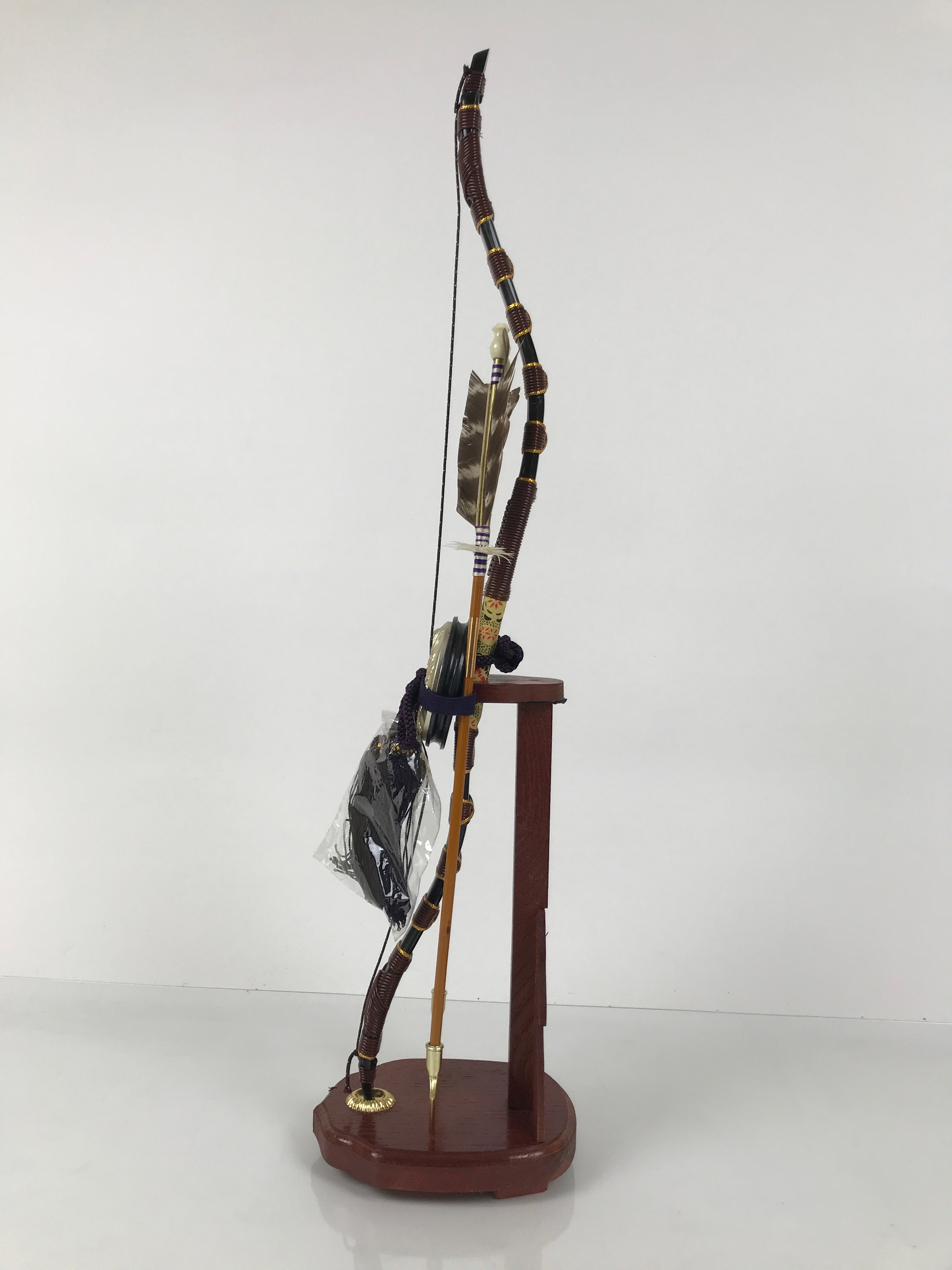 Japanese Bow Arrow Hamayumi Display Stand Vtg Boys Day New Year Wood ID654