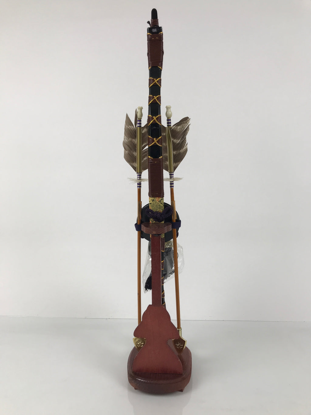 Japanese Bow Arrow Hamayumi Display Stand Vtg Boys Day New Year Wood ID654