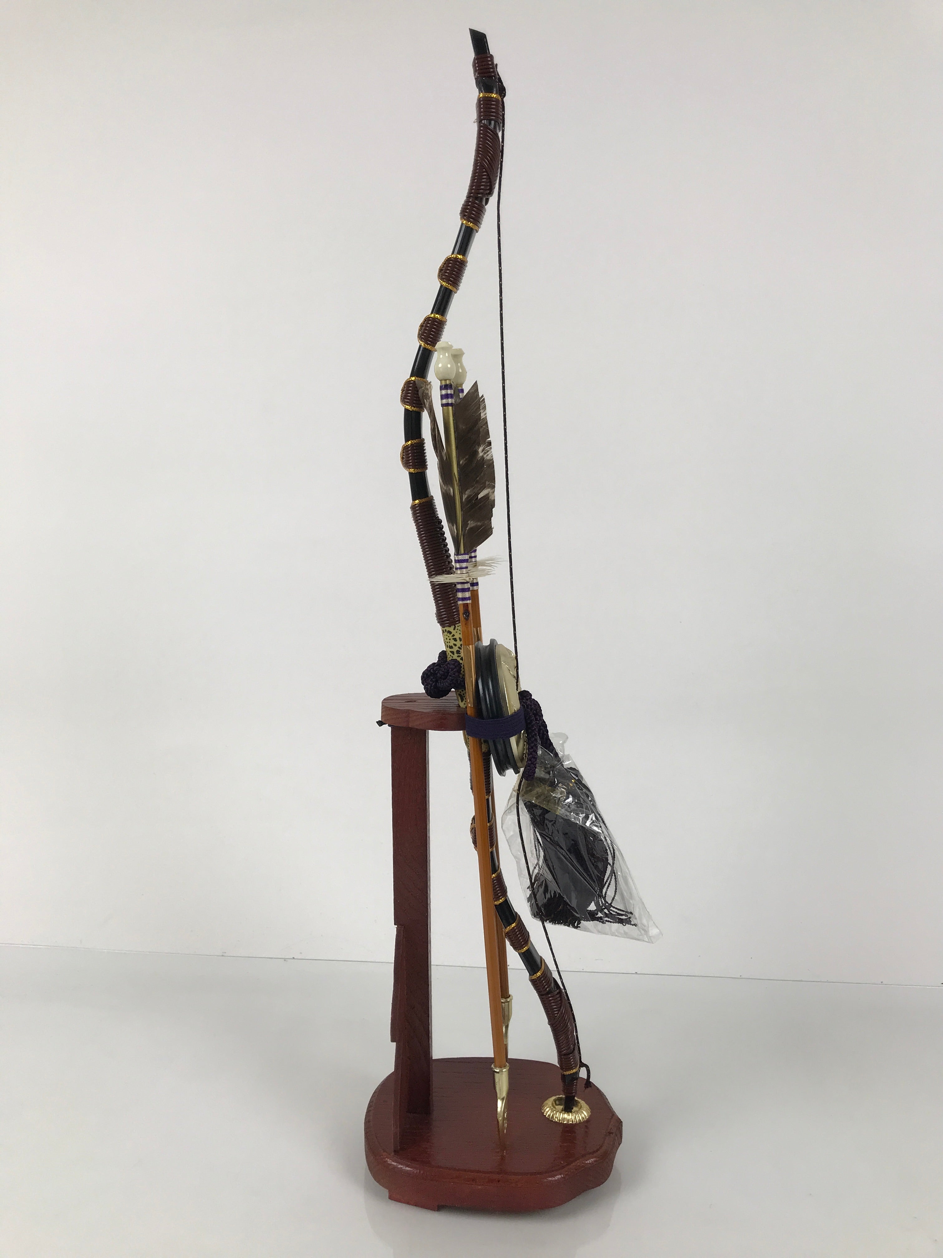 Japanese Bow Arrow Hamayumi Display Stand Vtg Boys Day New Year Wood ID654