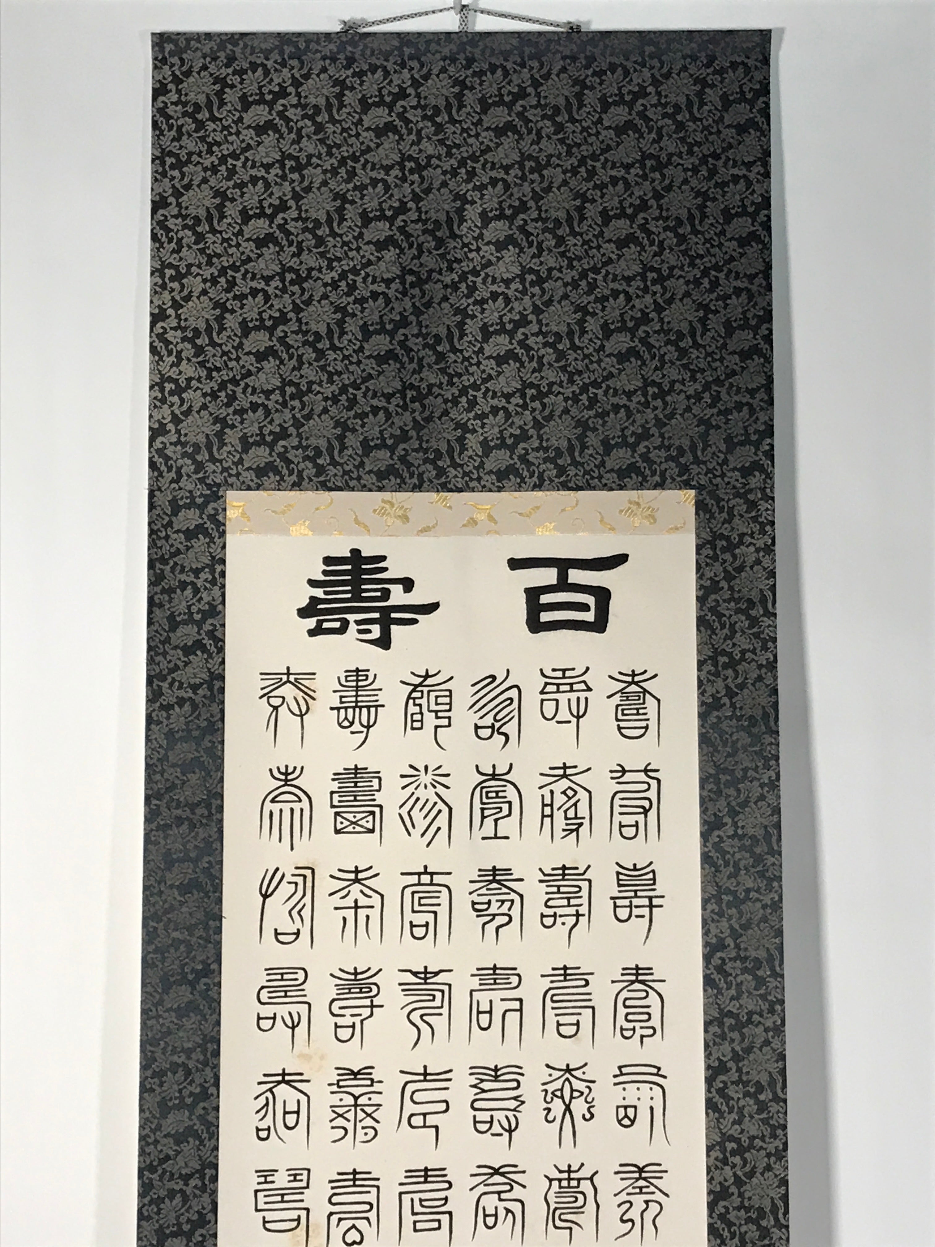 Japanese Boxed Hanging Scroll Kakejiku 100 Longevity Hyakujyu Calligraphy KJ163