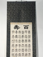 Japanese Boxed Hanging Scroll Kakejiku 100 Longevity Hyakujyu Calligraphy KJ163