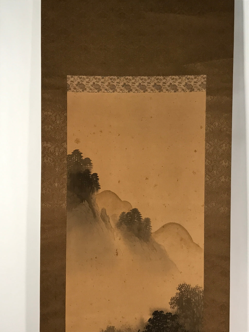 Japanese Boxed Hanging Scroll Kakejiku Vtg House Mountain Tree Color KJ135