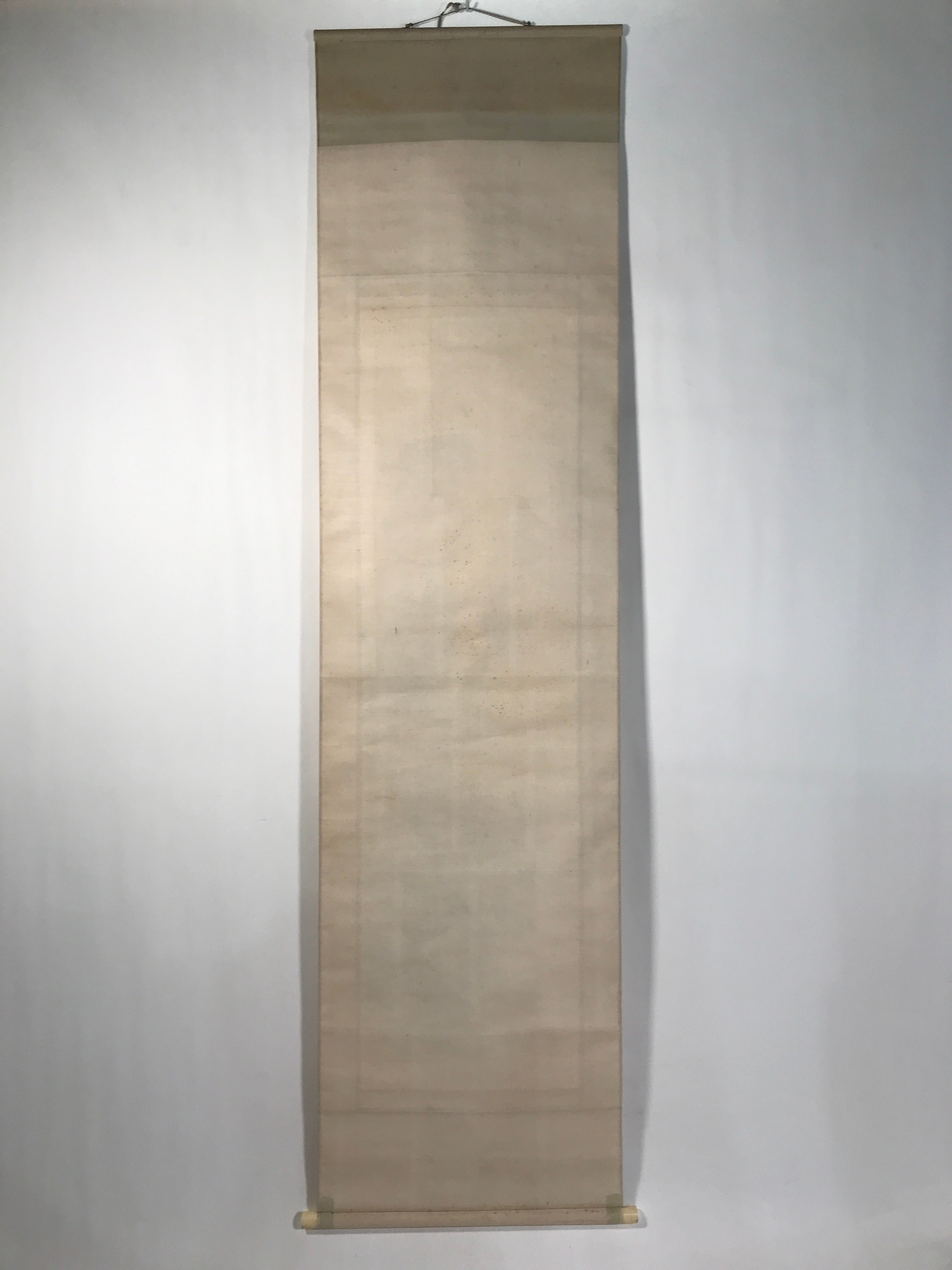 Japanese Boxed Hanging Scroll Kakejiku Vtg Men Boat River Mountains Color KJ138