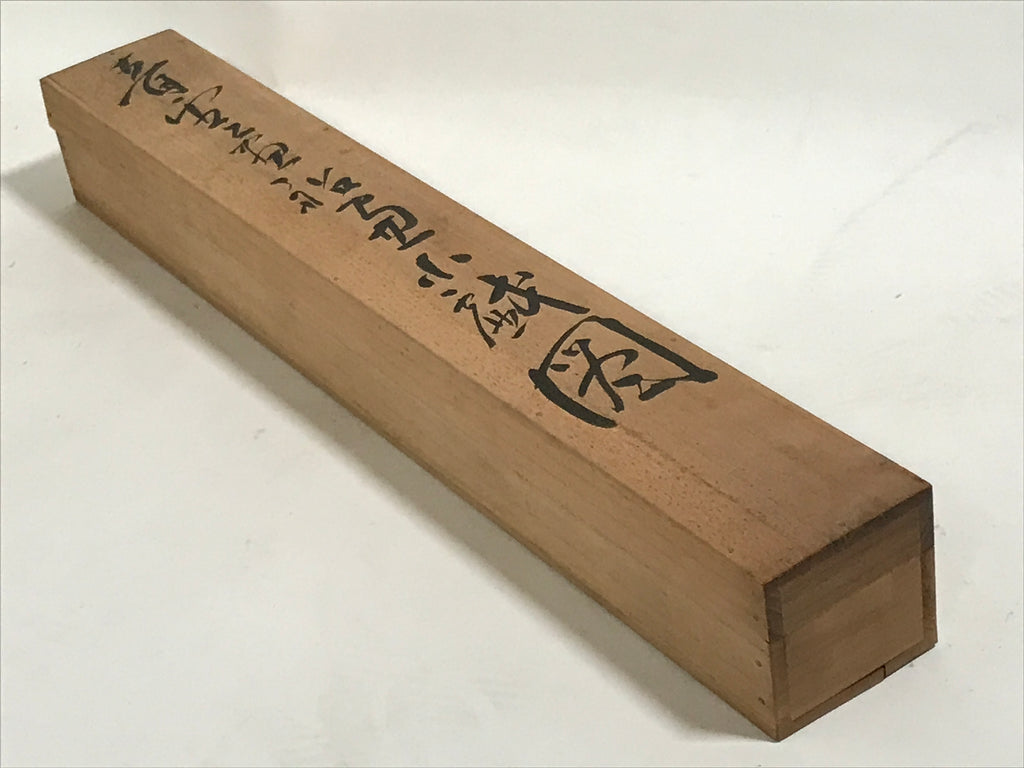 Japanese Boxed Hanging Scroll Kakejiku Vtg Men Boat River Mountains Color KJ138