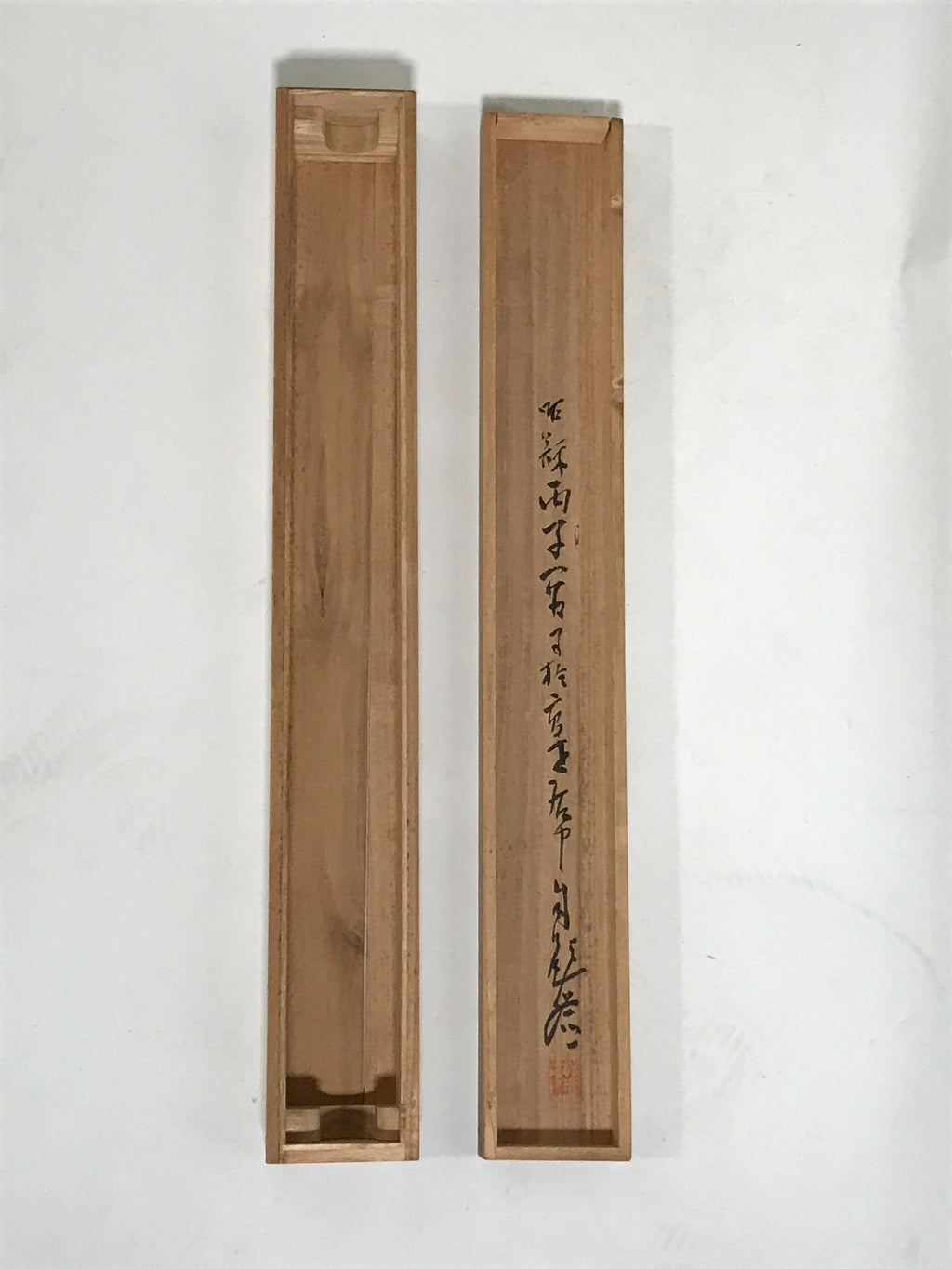 Japanese Boxed Hanging Scroll Kakejiku Vtg Men Boat River Mountains Color KJ138