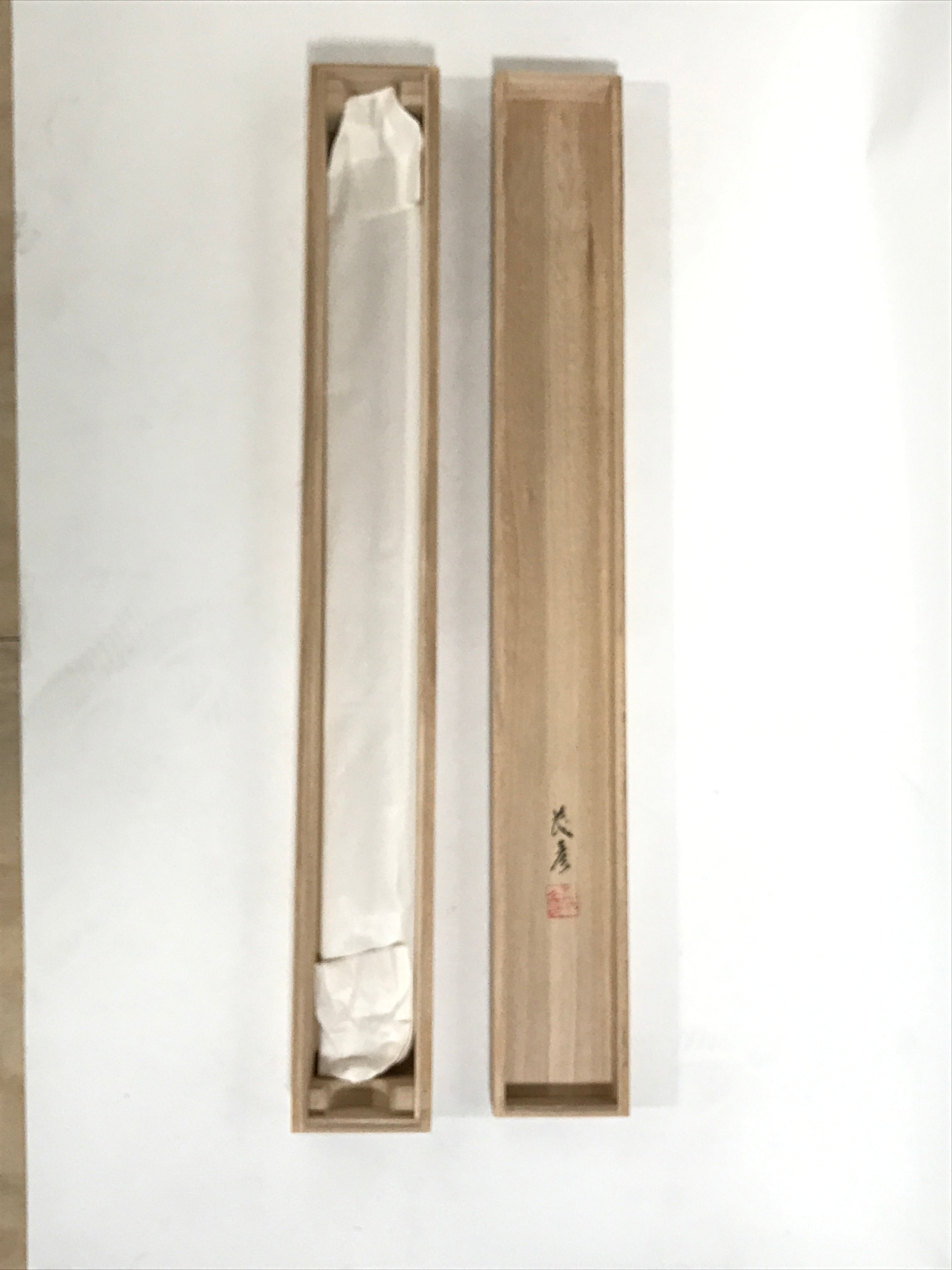 Japanese Boxed Hanging Scroll Kakejiku Vtg Mountains Boat River Monochrome KJ142