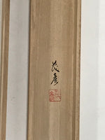 Japanese Boxed Hanging Scroll Kakejiku Vtg Mountains Boat River Monochrome KJ142