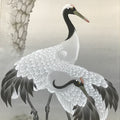 Japanese Boxed Hanging Scroll Kakejiku Vtg Pine Tree Cranes Red Sun Color KJ133