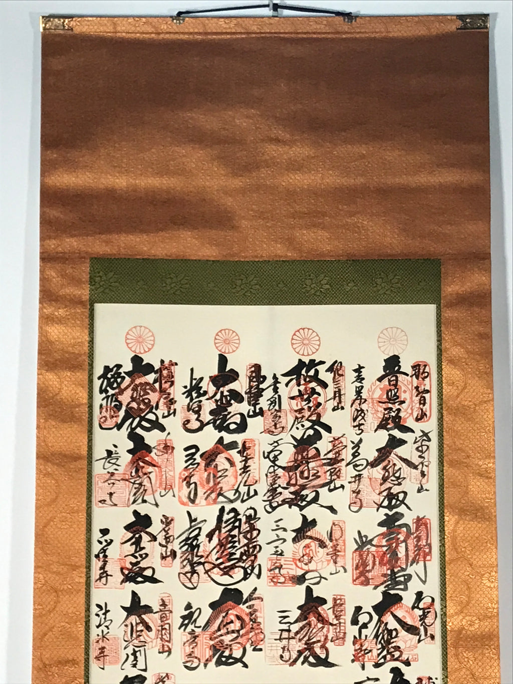 Japanese Boxed Hanging Scroll Kakejiku Vtg Saigoku Kannon Pilgrimage Color KJ134
