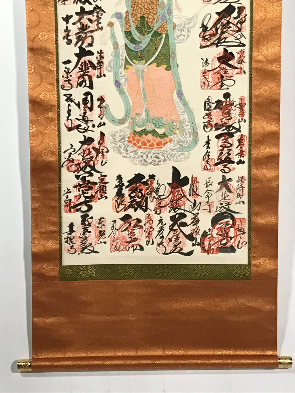 Japanese Boxed Hanging Scroll Kakejiku Vtg Saigoku Kannon Pilgrimage Color KJ134