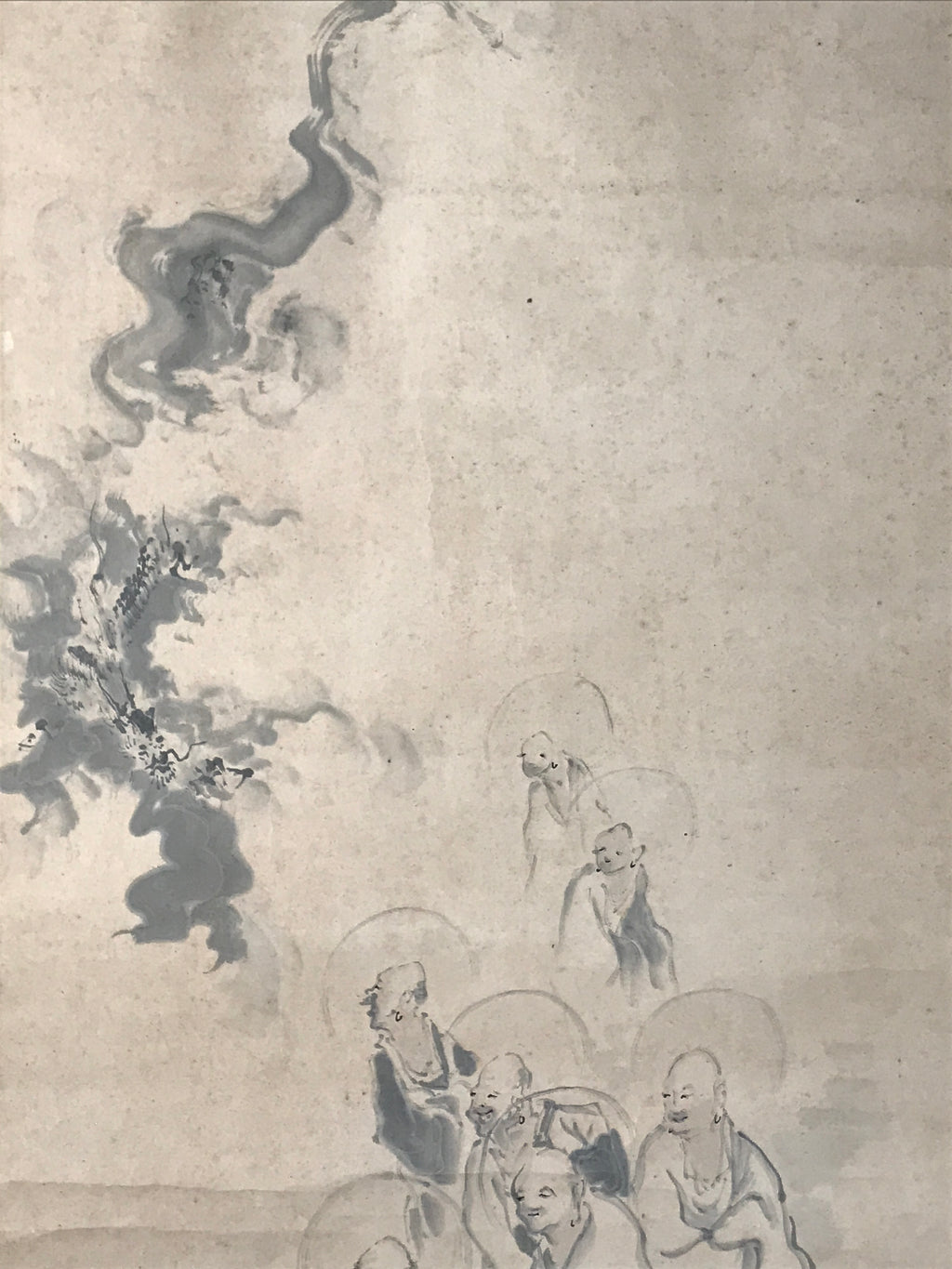 Japanese Boxed Hanging Scroll Kakejiku Vtg Sixteen Arhats Zen Buddhism KJ155