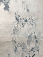 Japanese Boxed Hanging Scroll Kakejiku Vtg Sixteen Arhats Zen Buddhism KJ155
