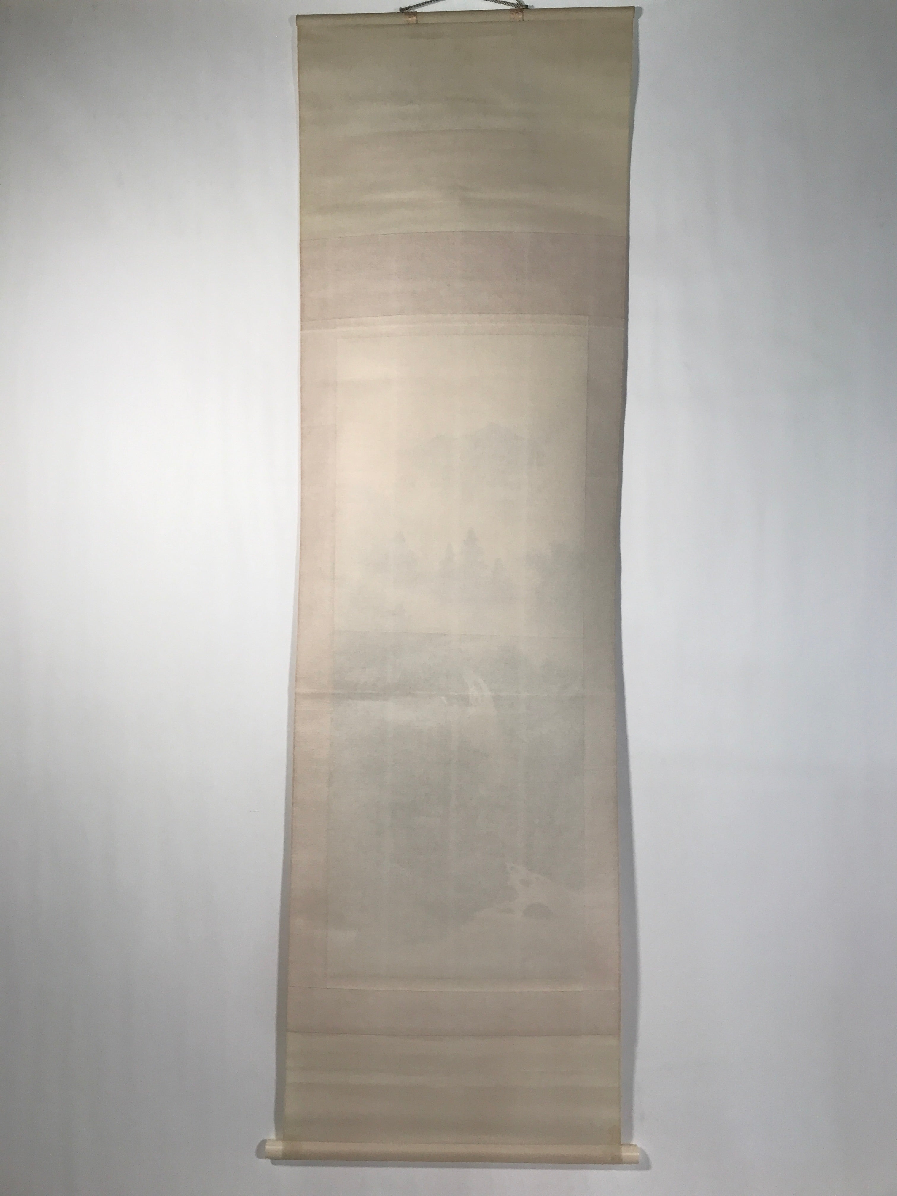 Japanese Boxed Hanging Scroll Kakejiku Vtg Waterfall Mountains Black White KJ141