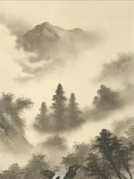 Japanese Boxed Hanging Scroll Kakejiku Vtg Waterfall Mountains Black White KJ141